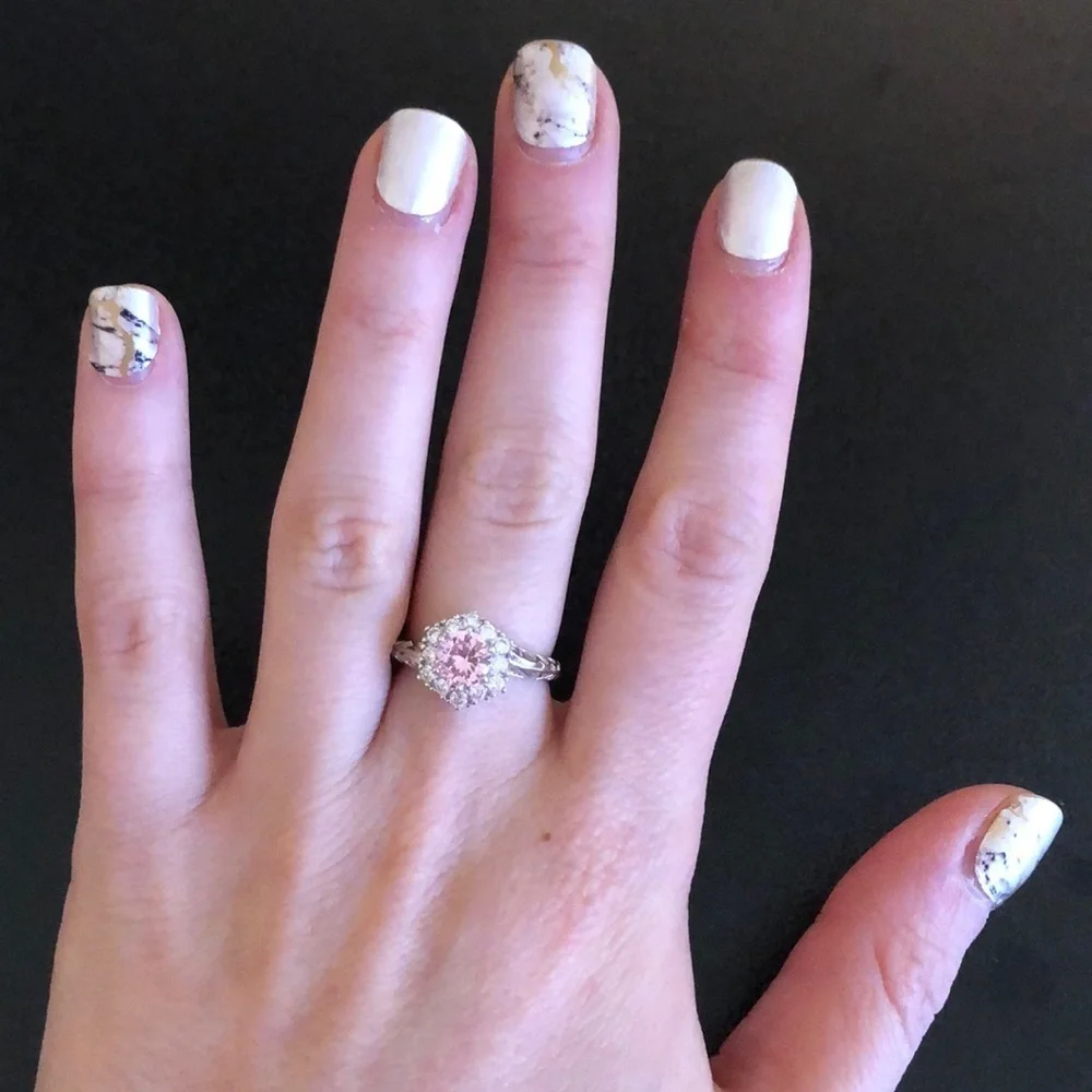 Pink and Crystal Ring
